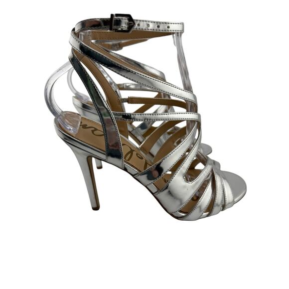Sam Edelman Aviana Strappy Sandals Silver‎ Straps Stiletto Heel sz 7 NEW formal - Picture 8 of 11